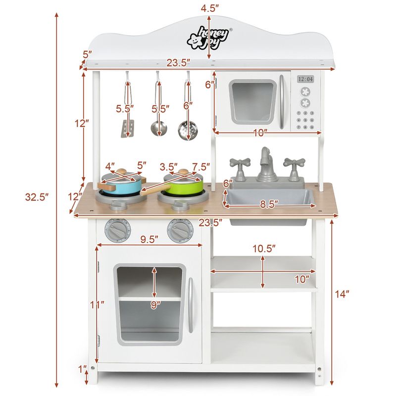 Costway Wooden Pretend Play Kitchen Set for Kids Toddlers w/ Accessories & Sink, 2 of 11