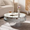 Modern Round Coffee Table with Glass Top and Mirrored Finish, Luxury Center Table for Living Room or Apartment – The Pop Home - 2 of 4
