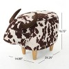 GDFStudio Moria Modern Rubber Wood Velvet Cow Ottoman - 3 of 4