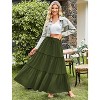 Women's Boho Beach Maxi Skirt - Trendy High Waist Pleated Ruffle Long Skirt with Pockets Army Green - 2 of 4