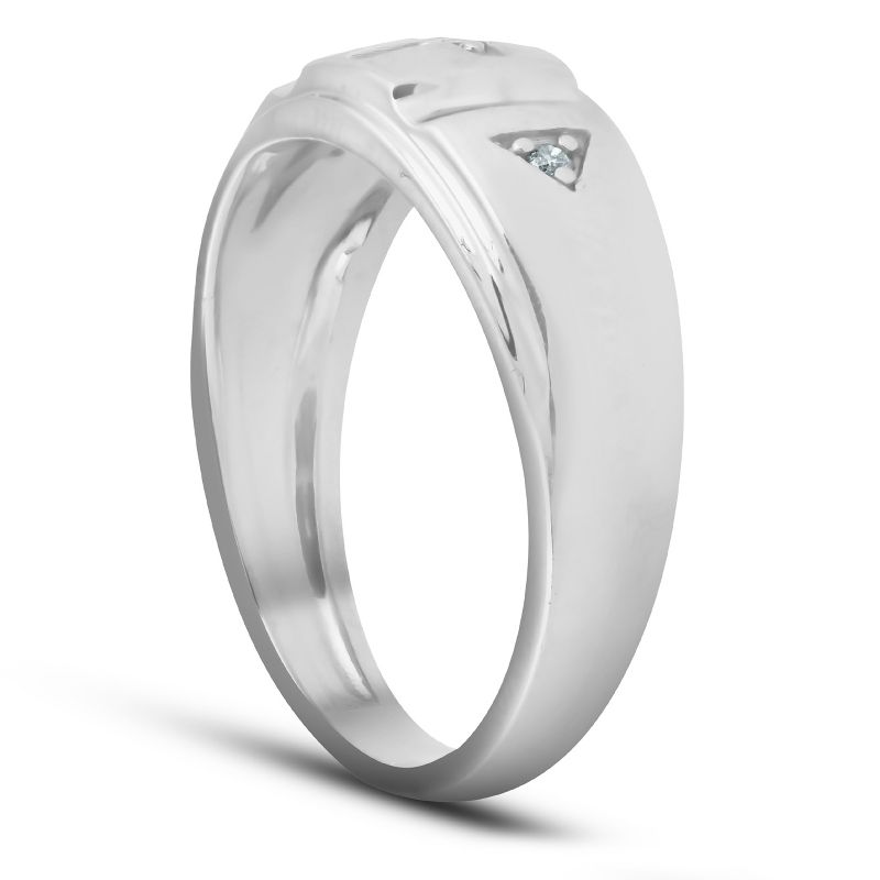 Pompeii3 Mens Diamond Cross Wedding Ring 10k White Gold, 3 of 6