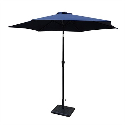 XINGHANZHENXUAN 8.8 feet Outdoor Aluminum Patio Umbrella, Market Umbrella with 42 Pound Resin Umbrella Base, Push Button Tilt and Crank lift