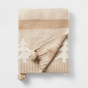 Knit Tree with Tassels Throw Blanket Camel - Threshold™ designed with Studio McGee