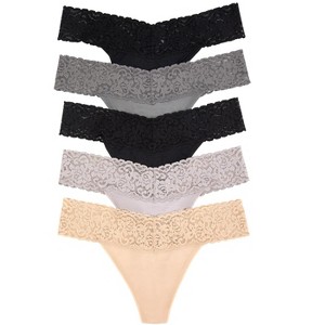 Felina Super Stretchy Lace Top Low Rise Thong | 5-Pack - 1 of 2