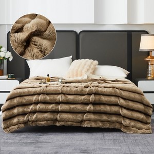Bekrvio Thick Soft Faux Rabbit Fur Throw Blanket Dual-Sided Plush