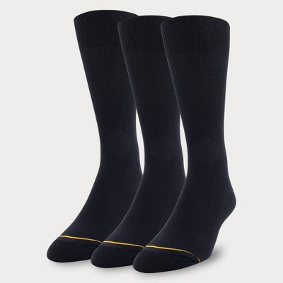 Signature Gold By Goldtoe Men's Nylon Rib Crew Socks 3pk - Black