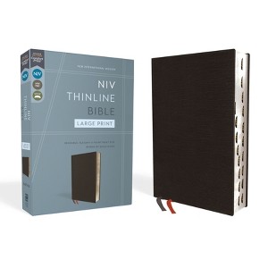 NIV, Thinline Bible, Large Print, Bonded Leather, Black, Indexed, Red Letter Edition - by  Zondervan (Leather Bound) - 1 of 1