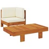 Wooden Lounge Set Cream White Solid Acacia Wood Standard Sturdy  vidaXL - 2 of 4