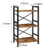 Aoibox 3 Tier Industrial Bookshelf Small Metal Bookcase Rustic Brown Storage Organizer for Living Room Bedroom Office - 3 of 4