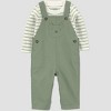 Carter's Just One You® Baby Boys' Dino Striped Long Sleeve Bodysuit and Overalls Set - Green - 2 of 4
