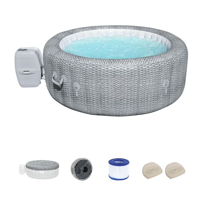 Bestway SaluSpa AirJet Honolulu 6 Person Inflatable Portable Hot Tub Spa and 2 Pack of Intex PureSpa Inflatable Adjustable Removeable Seats, 1 of 8
