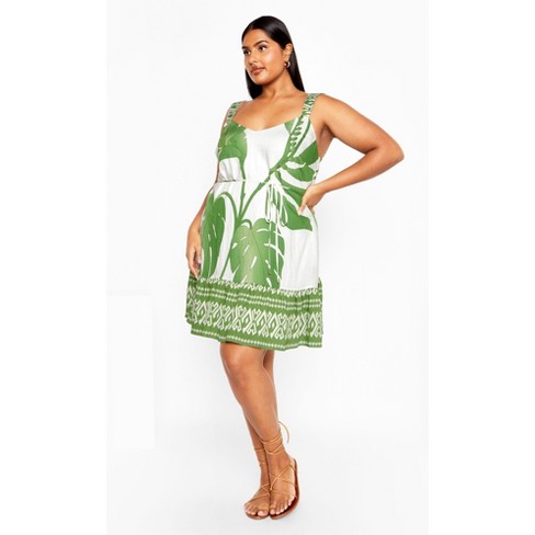 Women's Plus Size Peta Print Dress - white | CITY CHIC - image 1 of 4