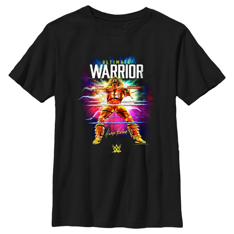Boy's WWE Ultimate Warrior Always Believe Electric Ropes T-Shirt, 1 of 6