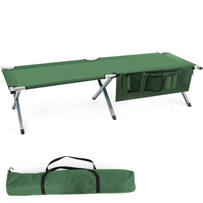 Costway Folding Camping Cot Heavy-duty Camp Bed W/Carry Bag for Beach Traveling Vocation Grey\Blue\Green