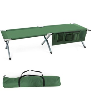 Costway Folding Camping Cot Heavy-duty Camp Bed W/Carry Bag for Beach Traveling Vocation Grey\Blue\Green - 1 of 4