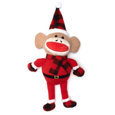 christmas sock monkey dog toy