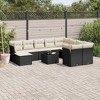 vidaXL Patio Sofa Set with Cushions Outdoor Furniture 11 Piece Poly Rattan - Black and Cream - 2 of 4