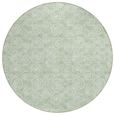 Mint Green Artichoke Green And Ivory Geometric Washable Indoor Outdoor Area Rug