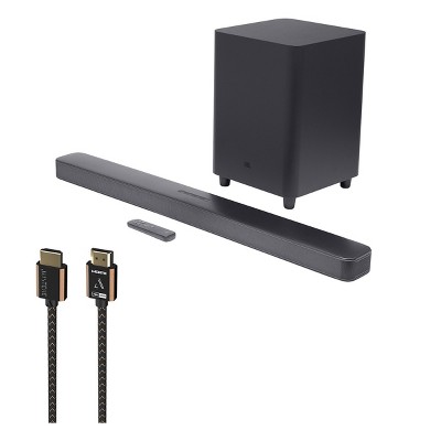 JBL Bar 5.1 Surround 5.1 Channel Sound Bar with Austere III Series 4K HDMI Cable - 8.2 ft (2.5m)