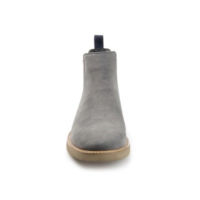 Men's Gray Faux Leather Chelsea Boot with Rubber Sole