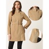INSPIRE CHIC Women's Classic Stand Collar Zip Up Trench Coats with Belt - 2 of 4