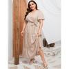 BLUEMING Plus Size Womens Dresses Floral Surplice A-Line Maxi Dress Waist Belted Floral Maxi Dress Wasit Tie Bell Sleeve Dress - 4 of 4
