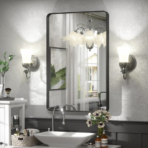 Apmir Rectangular Aluminum Alloy Framed and Tempered Glass Wall Bathroom Vanity Mirror in Matte Black/ Gold/ Silver/ Brown - 1 of 4