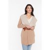 JENNIE LIU Women's 100% Pure Cashmere Long Sleeve 2-tone Double Face Cascade Open Cardigan Sweater - 4 of 4