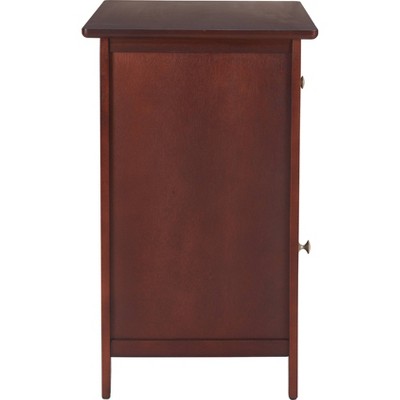 Walnut Rectangular Wood and Metal Side Table with Storage