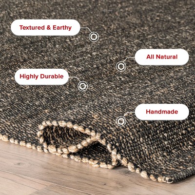 Charcoal Handmade Jute Blend 2' x 3' Area Rug