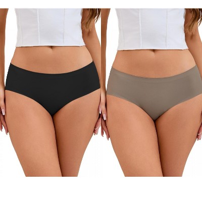 INSPIRE CHIC 2 Pcs Women's Mid-Waisted Panties Full Coverage No Trace Comfortable Briefs