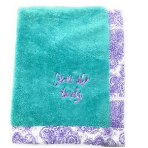 Bacati - Paisley Lilac/Purple/Aqua Aqua Isn't She Lovely Embroidered Blanket - 1 of 3