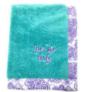 Bacati - Paisley Lilac/Purple/Aqua Aqua Isn't She Lovely Embroidered Blanket