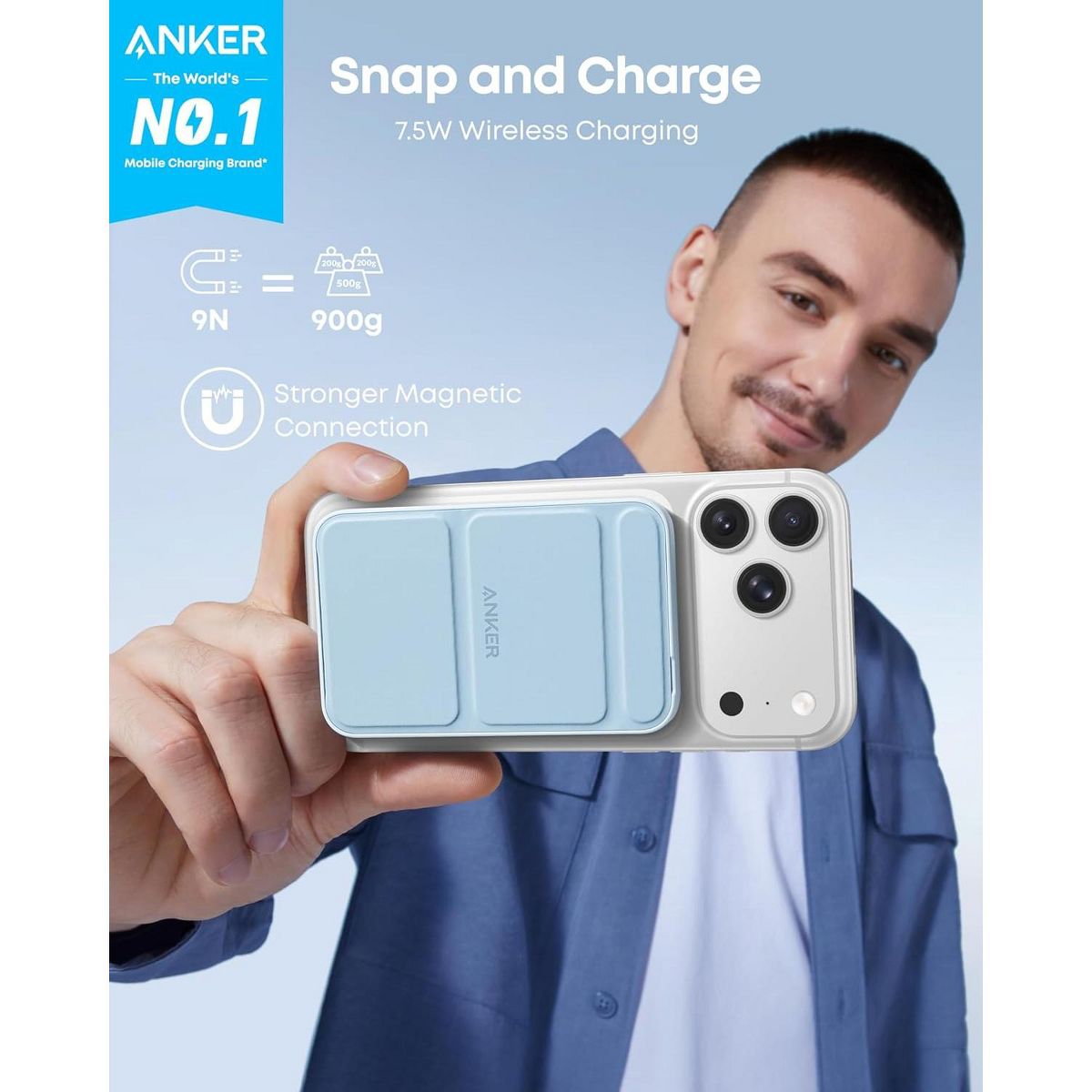 Anker 622 Magnetic Battery (MagGo), 5,000mAh Foldable Magnetic Wireless Portable Charger with Stand - thumbnail 2