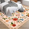 Garvee Floral Area Rug -Machine Washable Large Rugs, Non Slip Vintage Low Pile Soft Carpet, for Bedroom, Dining Room - 3 of 4