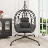 Outdoor Hanging Hammock Chair with Cushion,Foldable PE Rattan Patio Swing Chair,Weather-Resistant Egg Chair for Living Room-Koiai - 3 of 4
