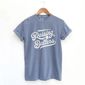 Simply Sage Market Women's Raising Ballers Bat Short Sleeve Garment Dyed Tee - 1 of 4