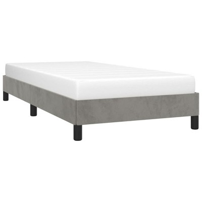 vidaXL Velvet Bed Frame Single Bed- Size Twin XL in Light Gray, Modern Design with Plywood Slats