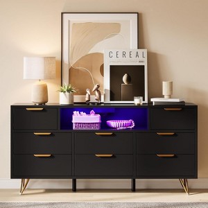 Jojoka Dresser for Bedroom with 8 Drawers, 65" TV Stand with LED Lights & Power Outlet - 1 of 4