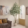 DR.Planzen 6/7/8FT Double-Fork Artificial Olive Tree in White Oval Planter, Realistic Faux Olive Tree with Elegant Branching for Indoor Outdoor Decor - 3 of 4