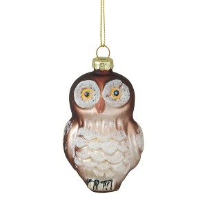 Northlight 3.75" Brown and White Glass Owl Christmas Ornament - 1 of 4