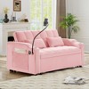 Racxily Foldable Double Seat Recliner,Comfortable Velvet Pull-Out Sleeper Sofa Bed with Side Pockets,USB Port,Swivel Phone Stand - 2 of 4
