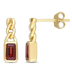 EVERLY JEWELRY | 10k Gold Octagon-cut Gemstone Link Drop Earrings - Multiple Metal Color and Gemstone Type Options. - 1 of 4