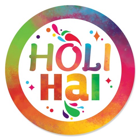 Big Dot of Happiness Holi Hai - Festival of Colors Party Circle Sticker  Labels - 24 Count