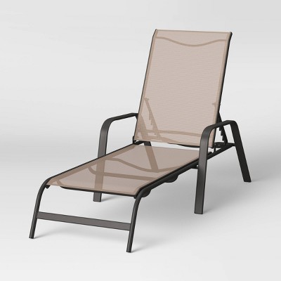 Sling Stacking Patio Chaise Lounger Tan Room Essentials