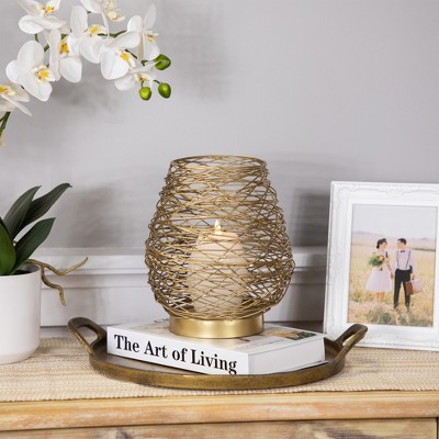 Medium Brass Woven Iron Votive Candle Holder