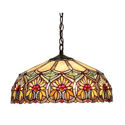 Chloe Lighting Sunny Tiffany-Style 2 Light Floral Ceiling Pendant Fixture 18`` Shade