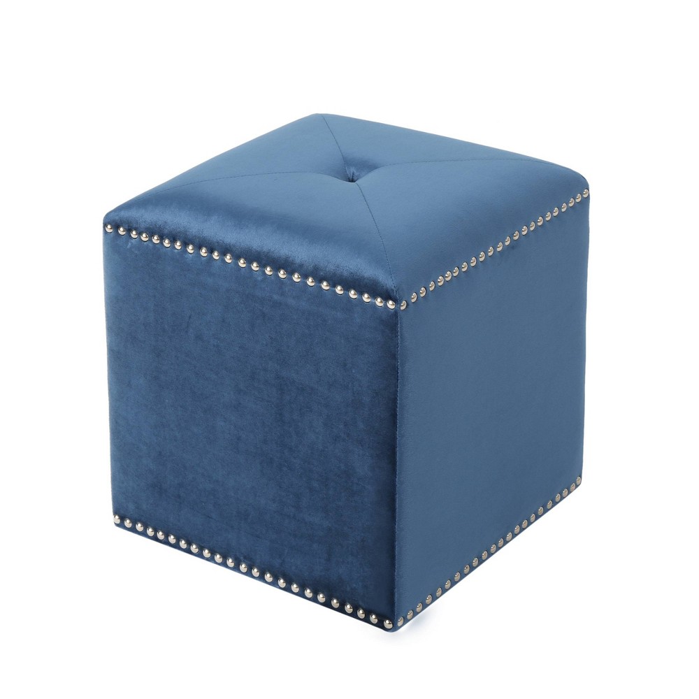 Brantly Glam Velvet Ottoman Dark Blue - Christopher Knight Home