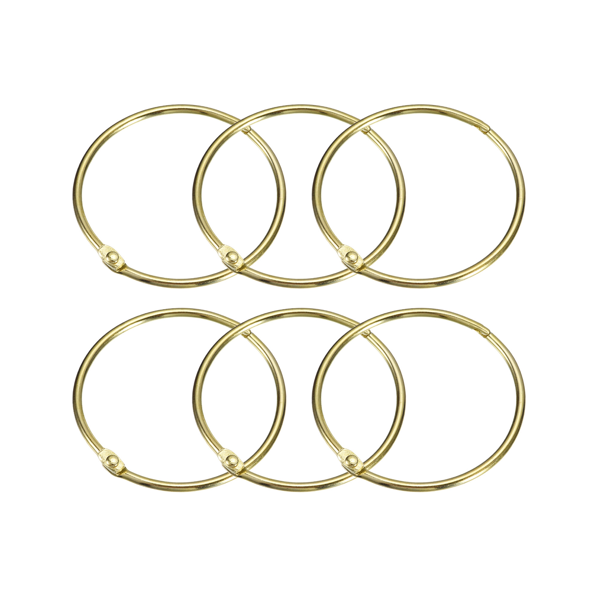 Unique Bargains Carbon Steel Loose Leaf Binder Snap Shower Curtain Rings 6 Pcs 2.4 Inch Gold