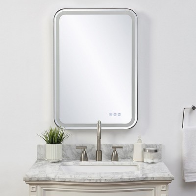Silver Rectangular LED Lighted Vanity Mirror